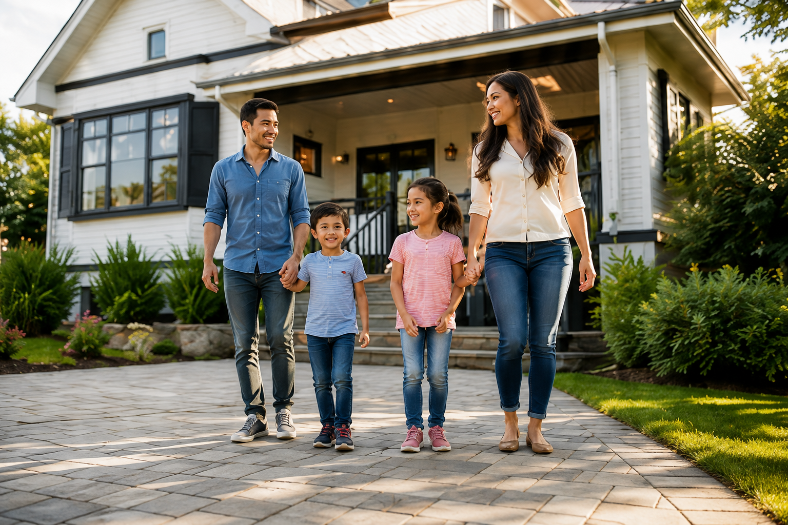 Home inspection clients outside a residential property