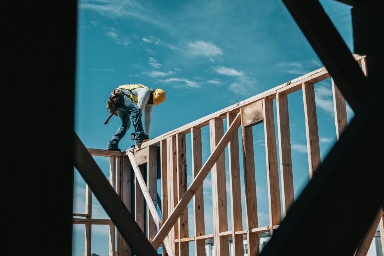 New residential construction framing during the building process